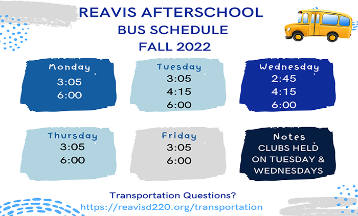 2022-2023 Afterschool Bus Schedule
