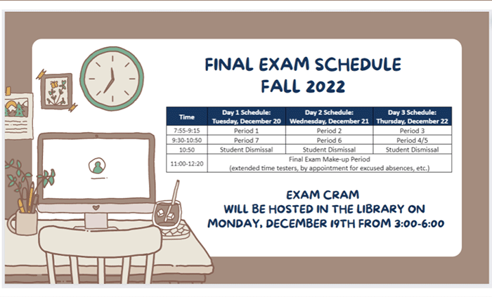 Final Exam Schedule Fall 2022